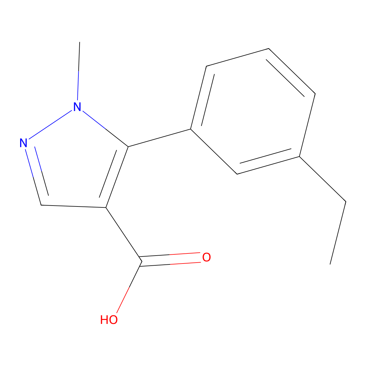 5-(3-ethylphenyl)-1-methyl-1H-pyrazole-4-carboxylic acid molecular structure, CAS 1994247-16-3