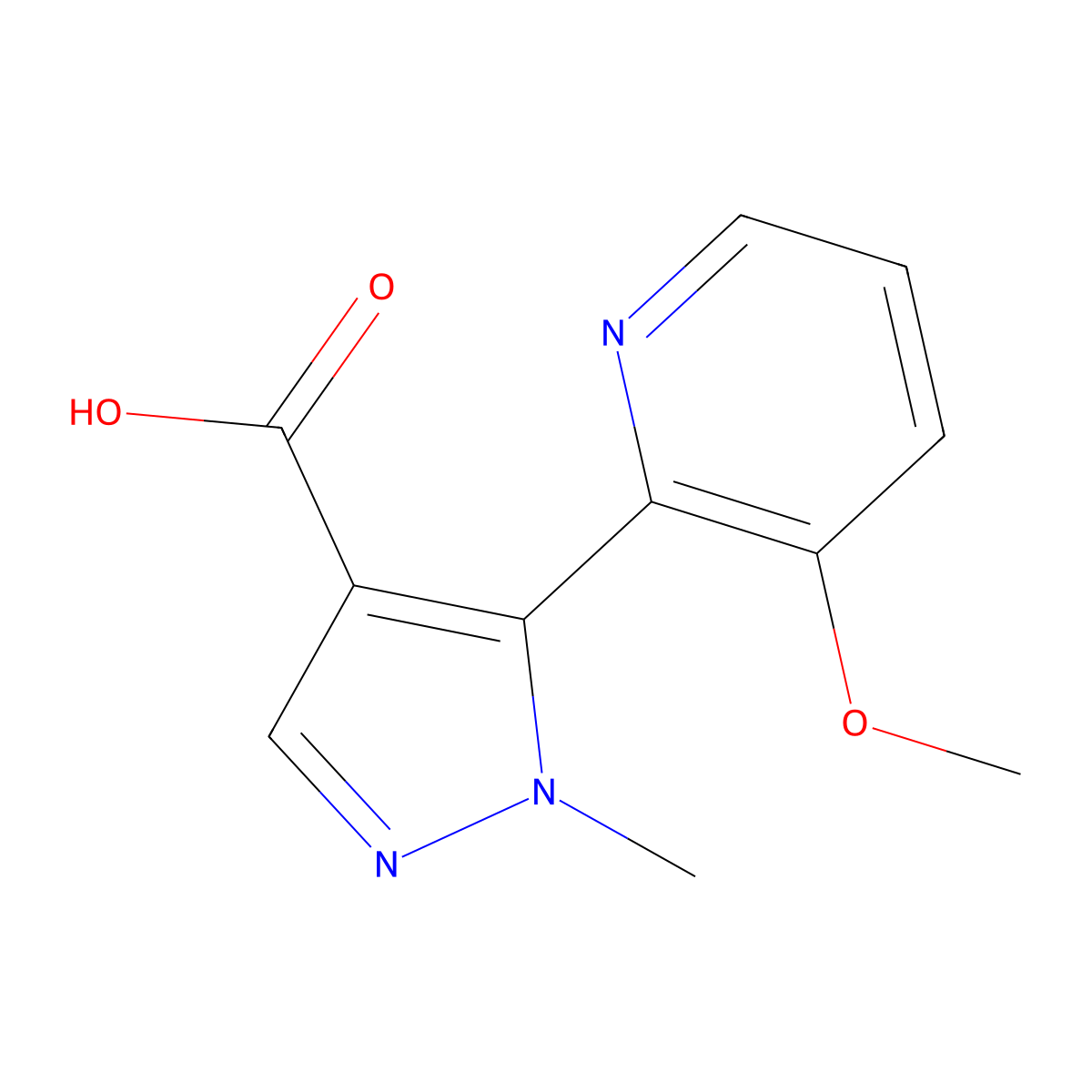 5-(3-methoxypyridin-2-yl)-1-methyl-1H-pyrazole-4-carboxylic acid molecular structure, CAS 1994247-21-0