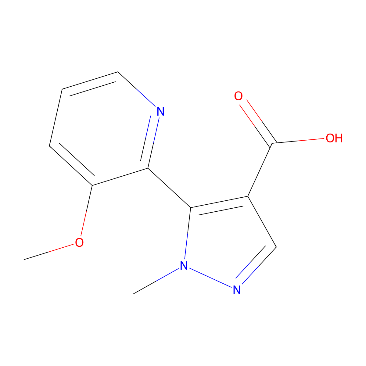 5-(3-methoxypyridin-2-yl)-1-methyl-1H-pyrazole-4-carboxylic acid molecular structure, CAS 1994247-21-0