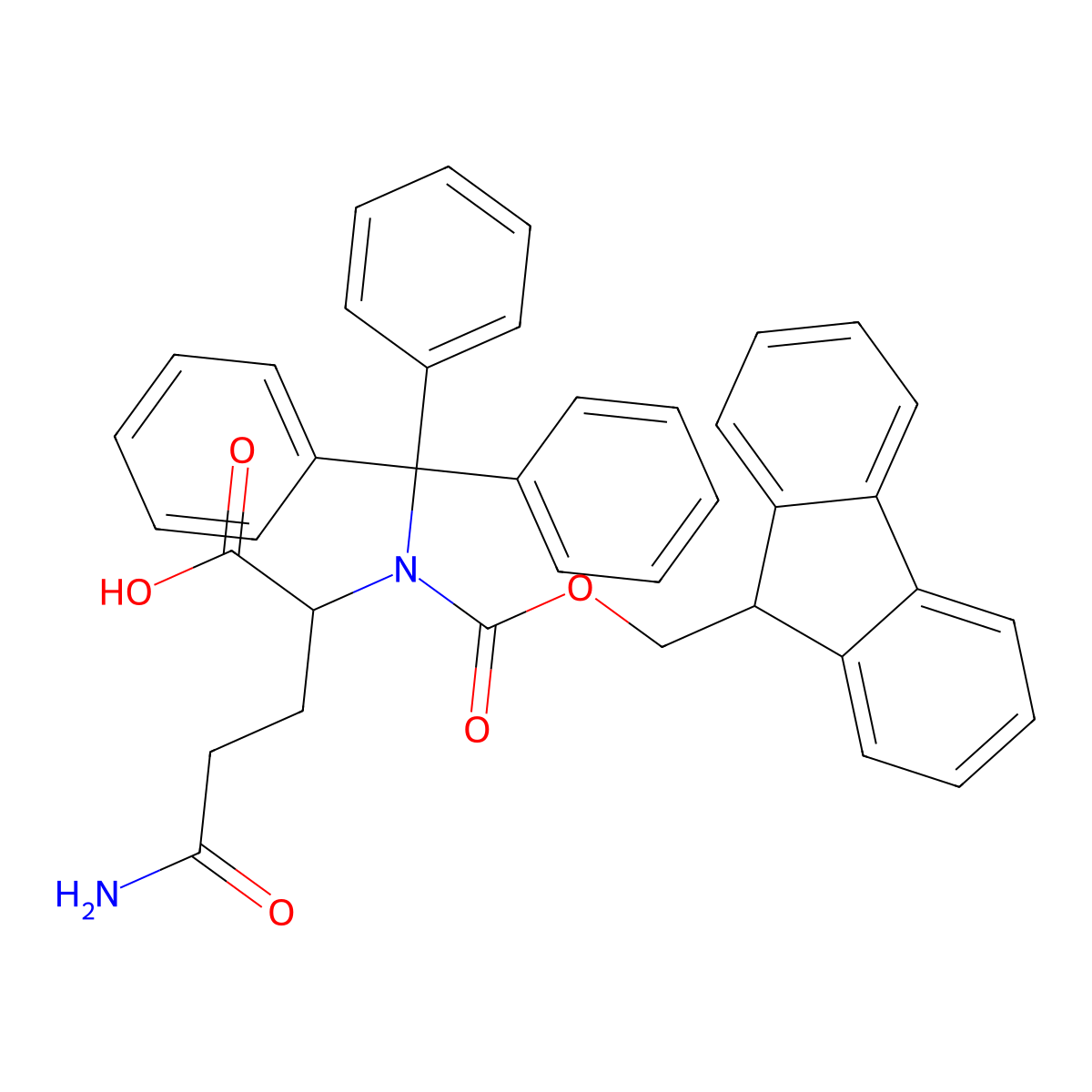 D-Glutamine, N2-[(9H-fluoren-9-ylmethoxy)carbonyl]-N-(triphenylmethyl)- molecular structure, CAS 1994276-89-9