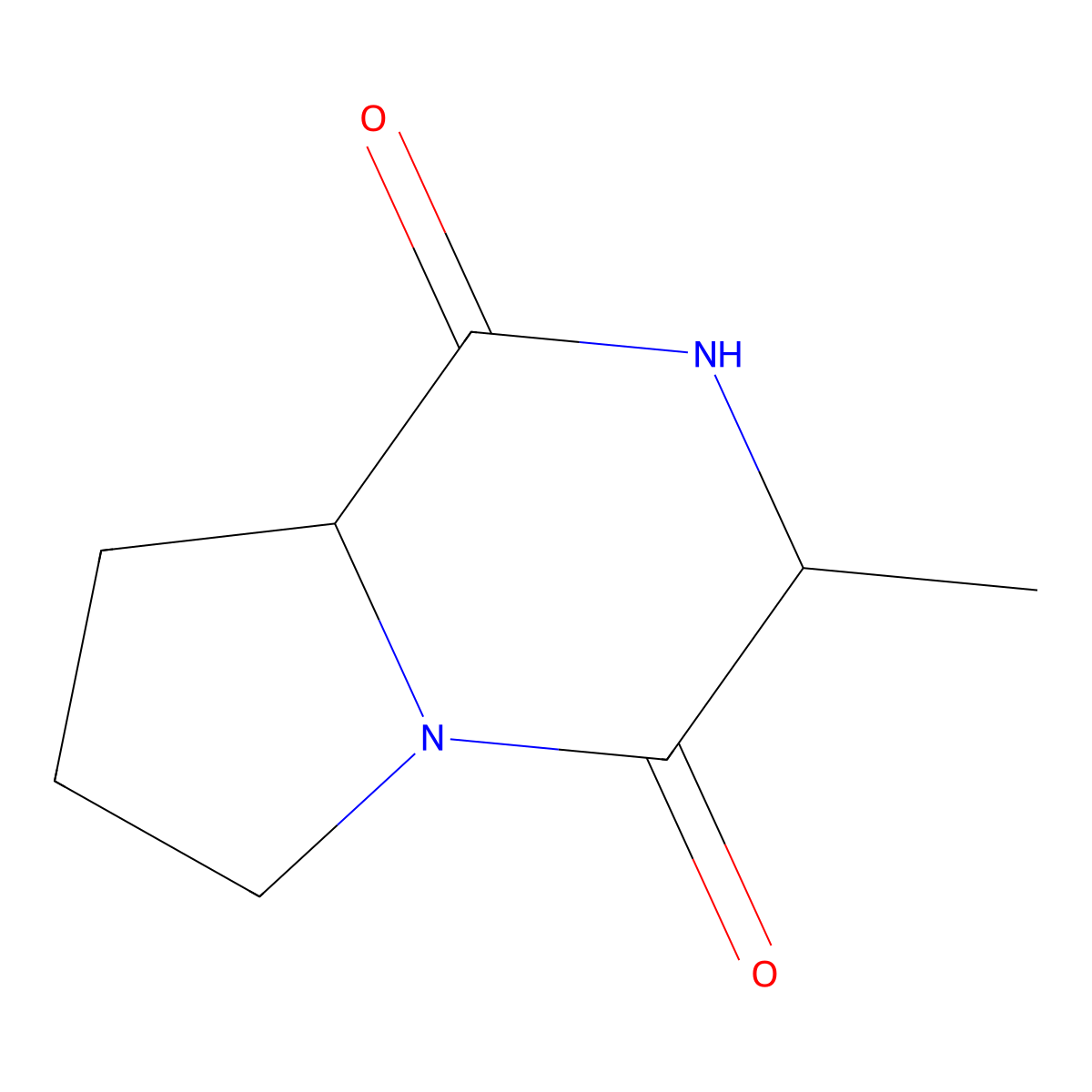 (3S,8aR)-3-methyl-2,3,6,7,8,8a-hexahydropyrrolo(1,2-a)pyrazine-1,4-dione molecular structure, CAS 19943-29-4