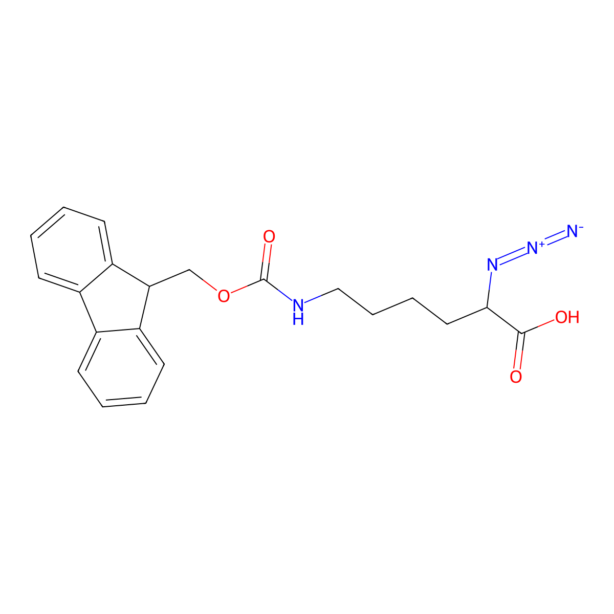 N3-D-Lys(Fmoc)-OH molecular structure, CAS 1994300-35-4