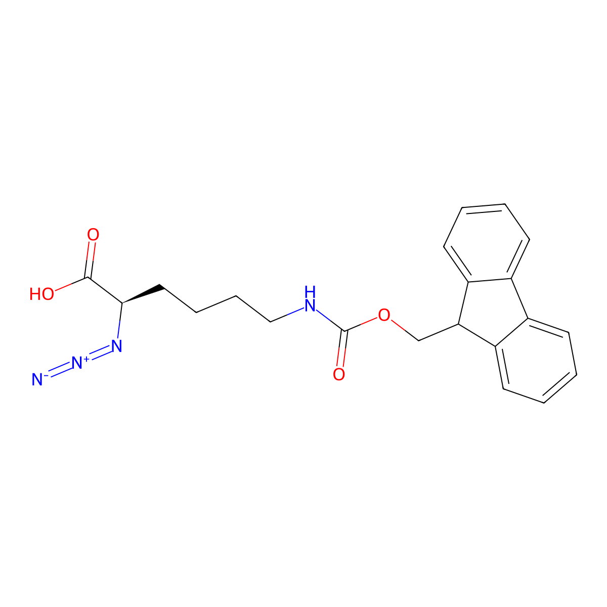 N3-D-Lys(Fmoc)-OH molecular structure, CAS 1994300-35-4