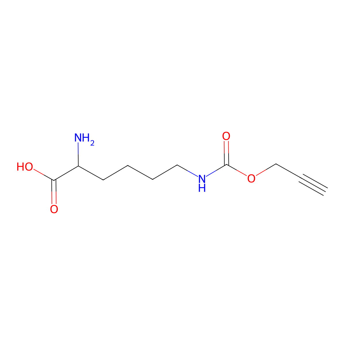 (R)-2-Amino-6-(((prop-2-yn-1-yloxy)carbonyl)amino)hexanoic acid molecular structure, CAS 1994327-92-2