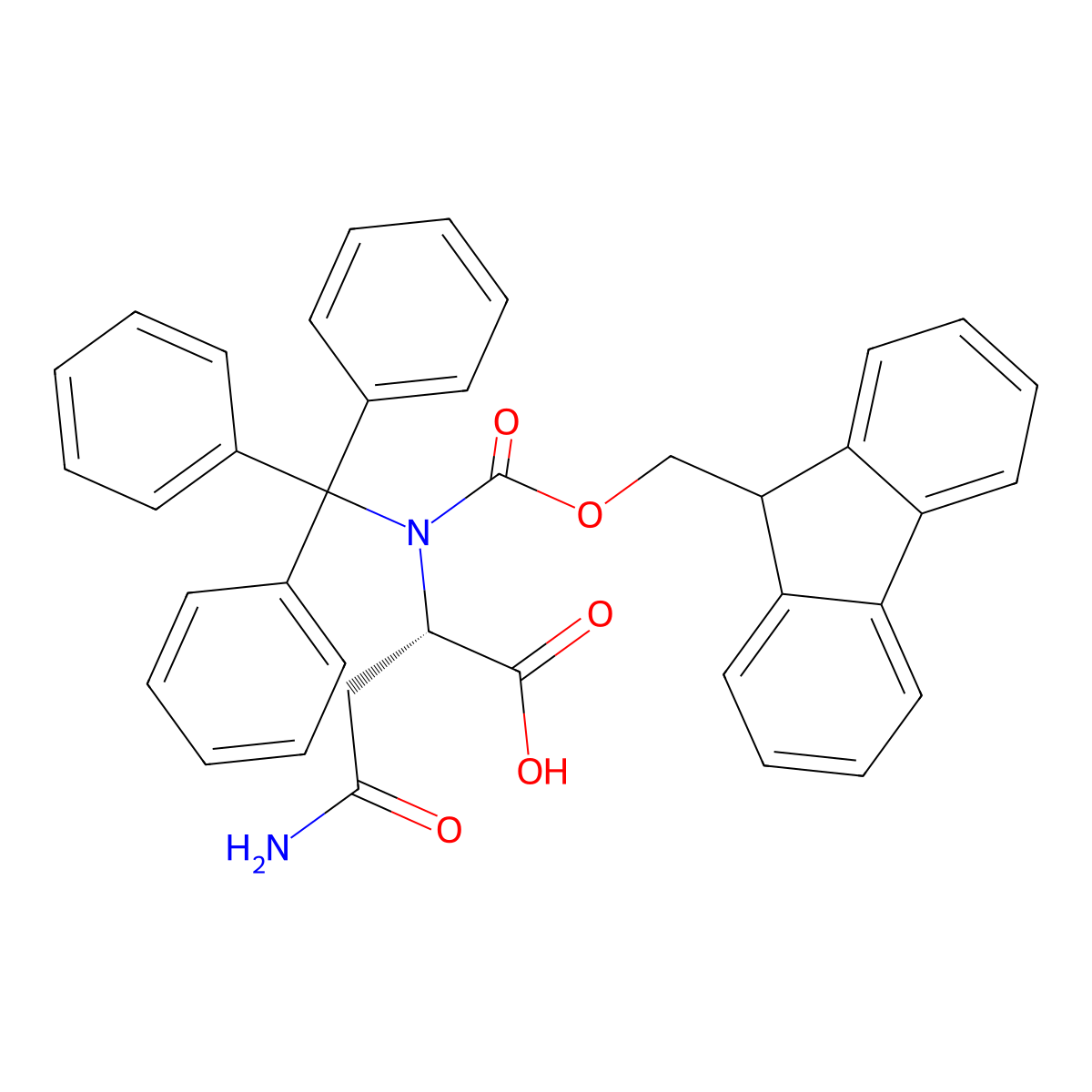 N2-(((9H-Fluoren-9-yl)methoxy)carbonyl)-N2-trityl-L-asparagine molecular structure, CAS 1994330-99-2