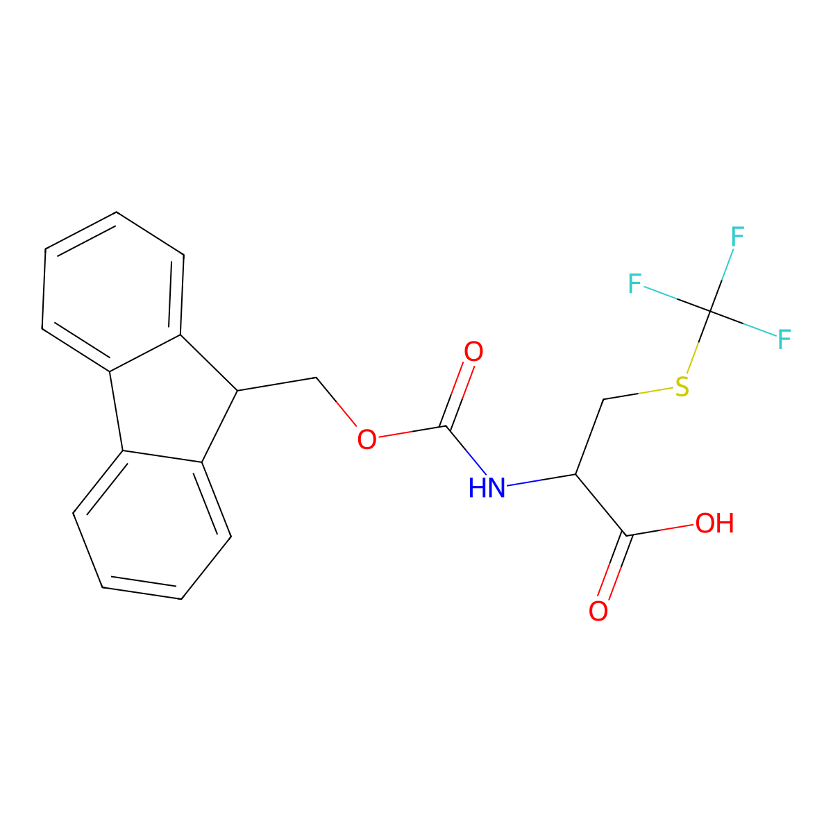 (R)-2-((((9H-Fluoren-9-yl)methoxy)carbonyl)amino)-3-((trifluoromethyl)thio)propanoic acid molecular structure, CAS 1994331-25-7