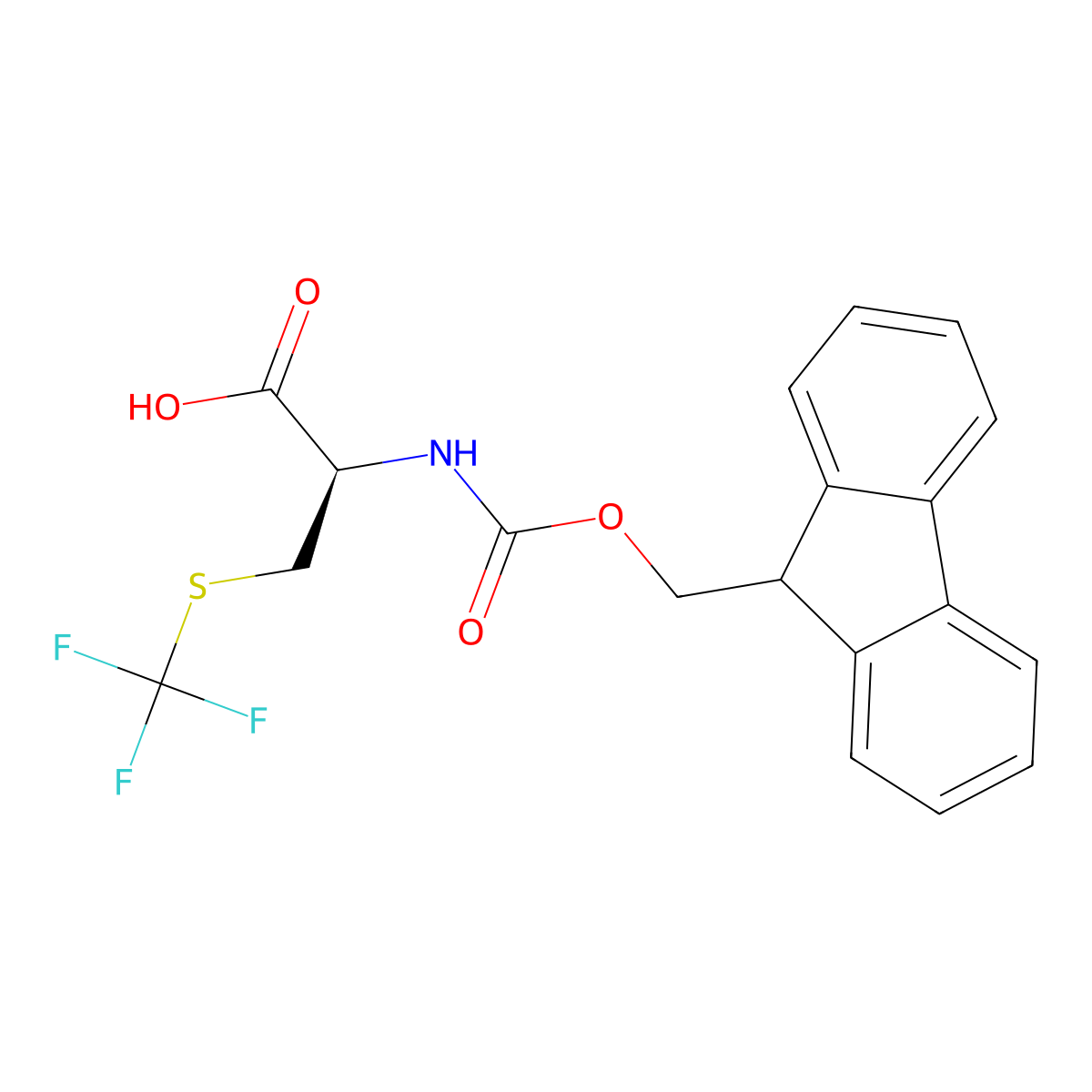 (R)-2-((((9H-Fluoren-9-yl)methoxy)carbonyl)amino)-3-((trifluoromethyl)thio)propanoic acid molecular structure, CAS 1994331-25-7