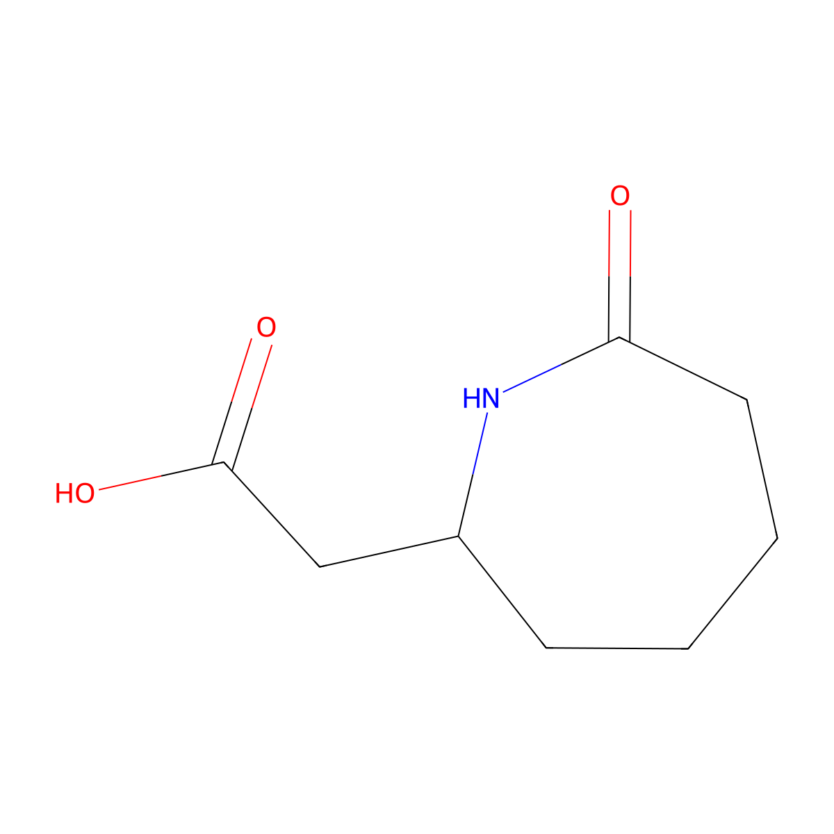 2-(7-Oxoazepan-2-yl)acetic acid molecular structure, CAS 199436-36-7