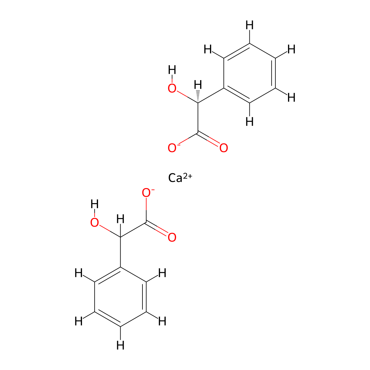 Mandelic acid, calcium salt (2:1), L-(+)- molecular structure, CAS 19944-53-7