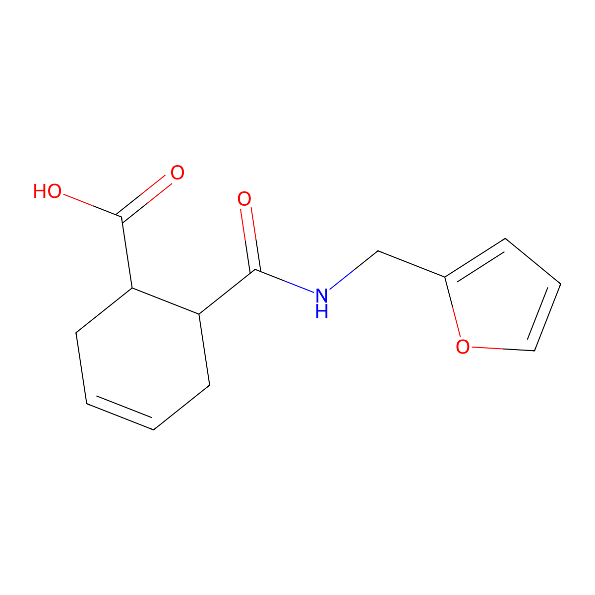 6-{[(2-Furylmethyl)amino]carbonyl}-3-cyclohexene-1-carboxylic acid molecular structure, CAS 199443-38-4
