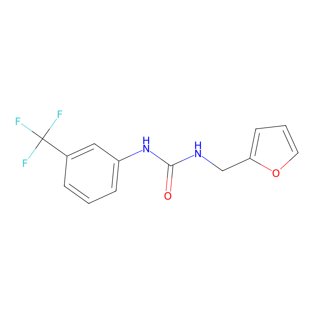 1-Furfuryl-3-(3-trifluoromethylphenyl)urea molecular structure, CAS 199443-49-7