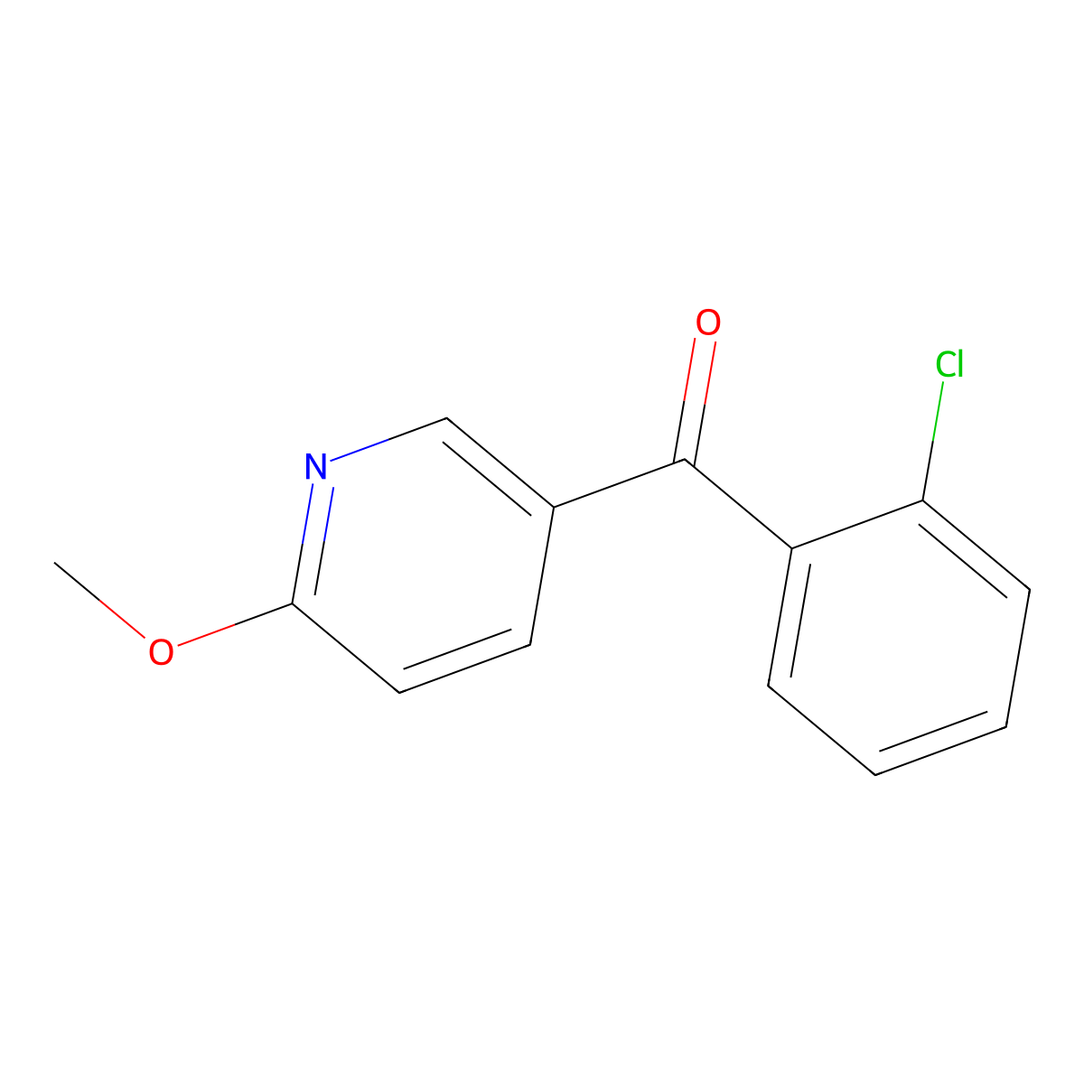 (2-Chlorophenyl)(6-methoxy-3-pyridinyl)methanone molecular structure, CAS 1994439-44-9