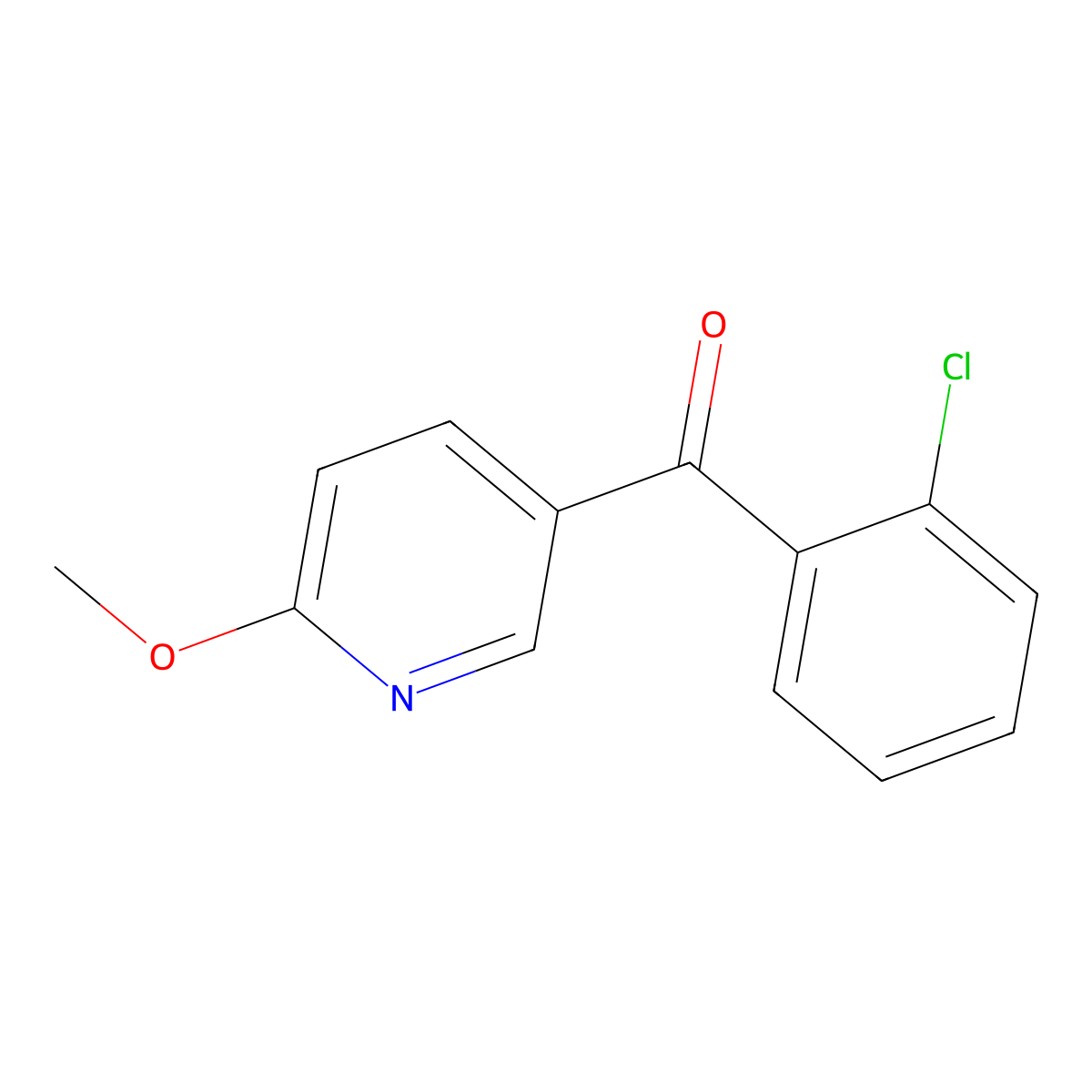 (2-Chlorophenyl)(6-methoxy-3-pyridinyl)methanone molecular structure, CAS 1994439-44-9