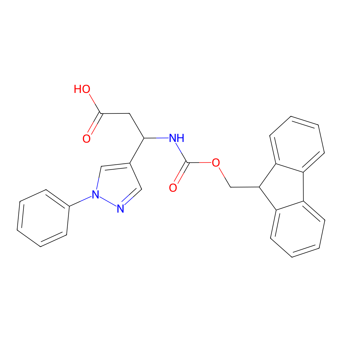 3-({[(9H-fluoren-9-yl)methoxy]carbonyl}amino)-3-(1-phenyl-1H-pyrazol-4-yl)propanoic acid molecular structure, CAS 1994439-96-1