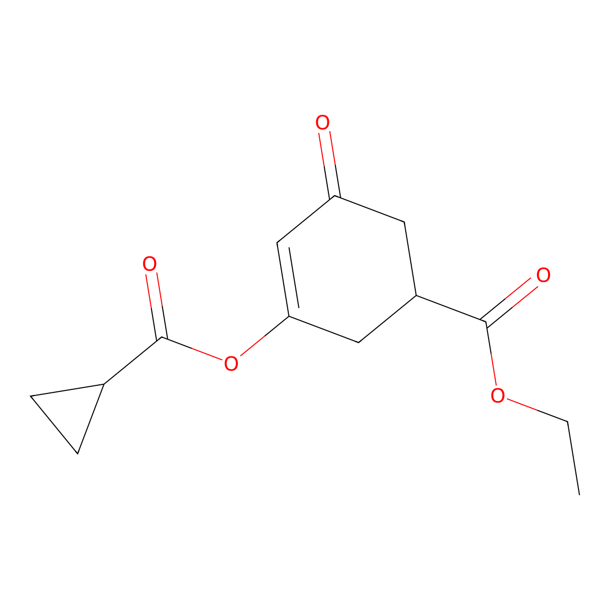 Ethyl 3-(cyclopropanecarbonyloxy)-5-oxocyclohex-3-ene-1-carboxylate molecular structure, CAS 199446-36-1