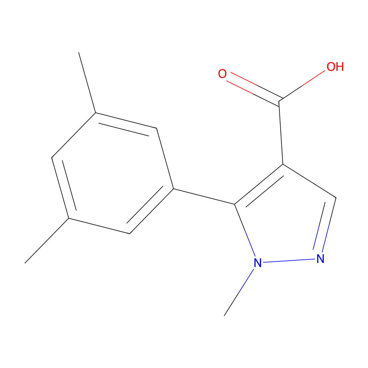 5-(3,5-dimethylphenyl)-1-methyl-1H-pyrazole-4-carboxylic acid molecular structure, CAS 1994474-79-1