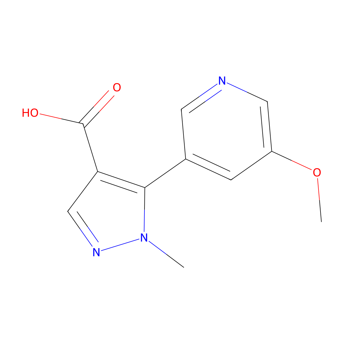 5-(5-methoxypyridin-3-yl)-1-methyl-1H-pyrazole-4-carboxylic acid molecular structure, CAS 1994481-20-7