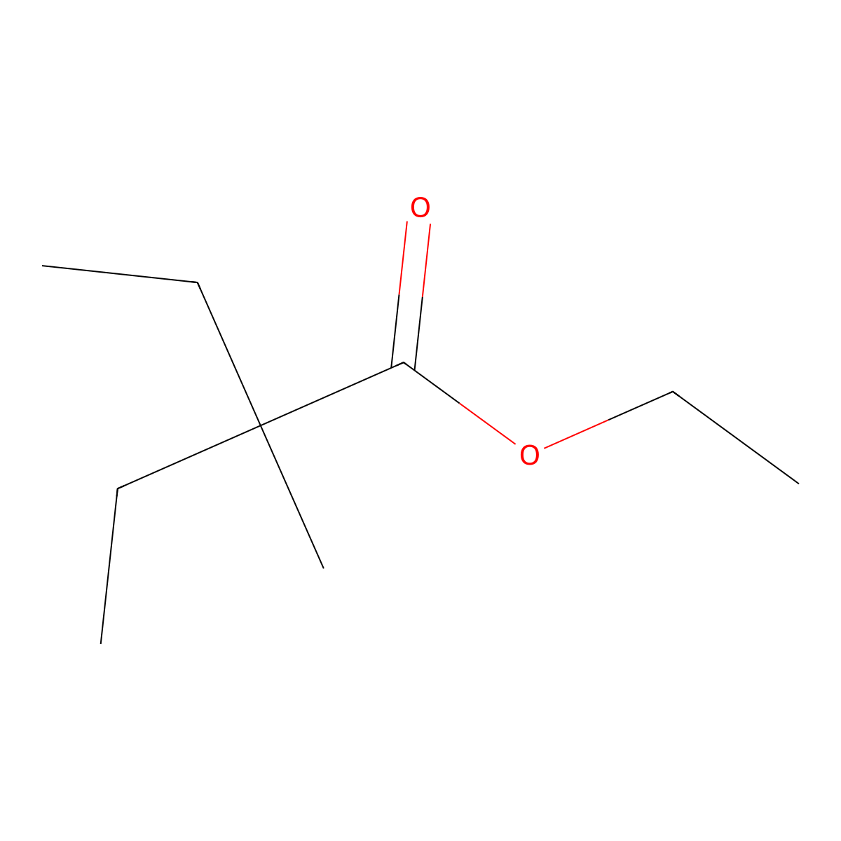 Butanoic acid, 2-ethyl-2-methyl-, ethyl ester molecular structure, CAS 19945-14-3