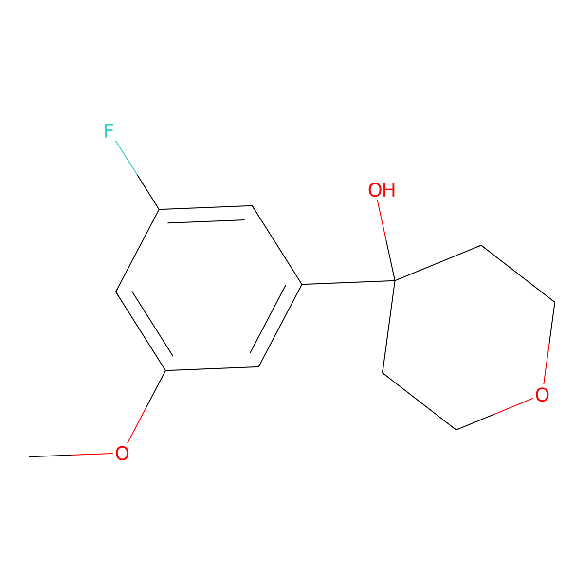 4-(3-fluoro-5-methoxyphenyl)tetrahydro-2H-pyran-4-ol molecular structure, CAS 1994504-66-3