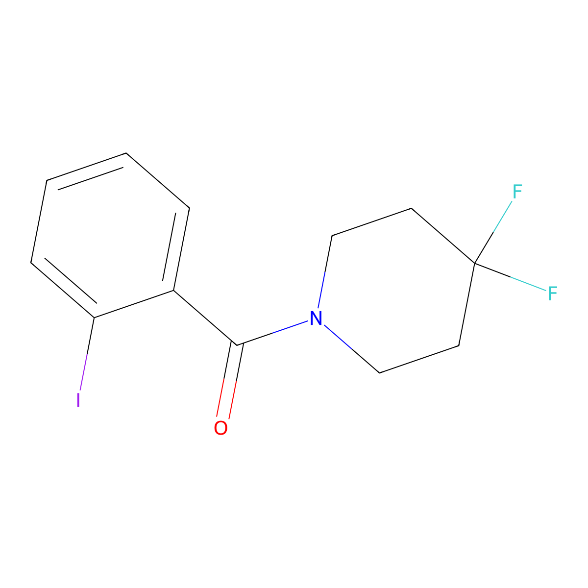 (4,4-Difluoropiperidin-1-yl)(2-iodophenyl)methanone molecular structure, CAS 1994513-70-0