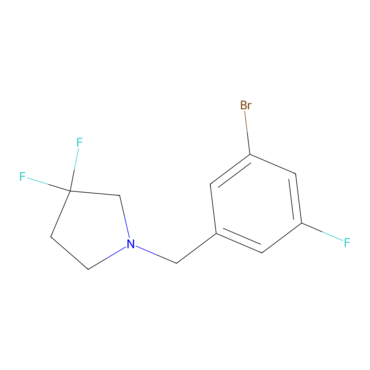 1-(3-Bromo-5-fluoro-benzyl)-3,3-difluoro-pyrrolidine molecular structure, CAS 1994538-79-2