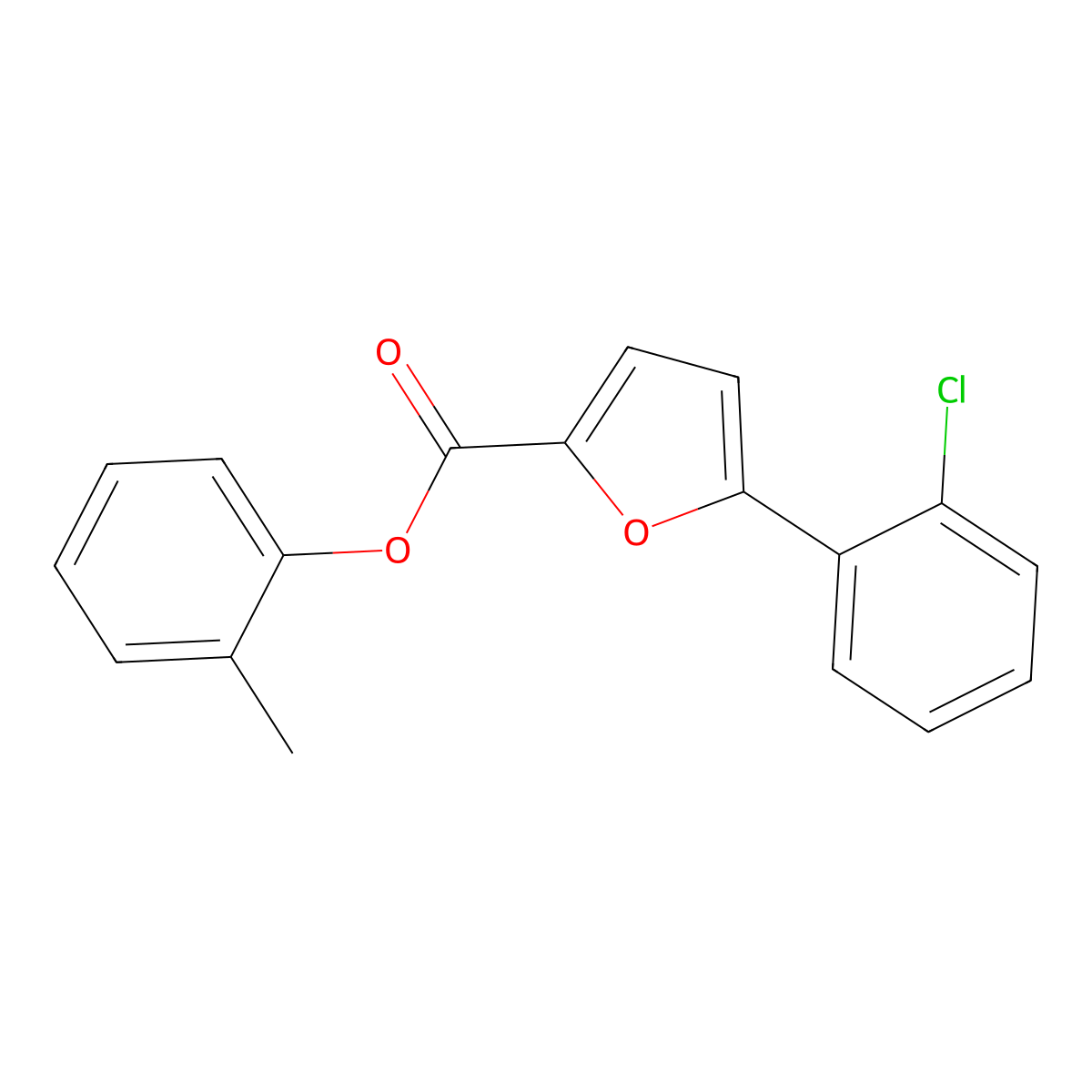 2-Methylphenyl 5-(2-chlorophenyl)-2-furoate molecular structure, CAS 199457-72-2
