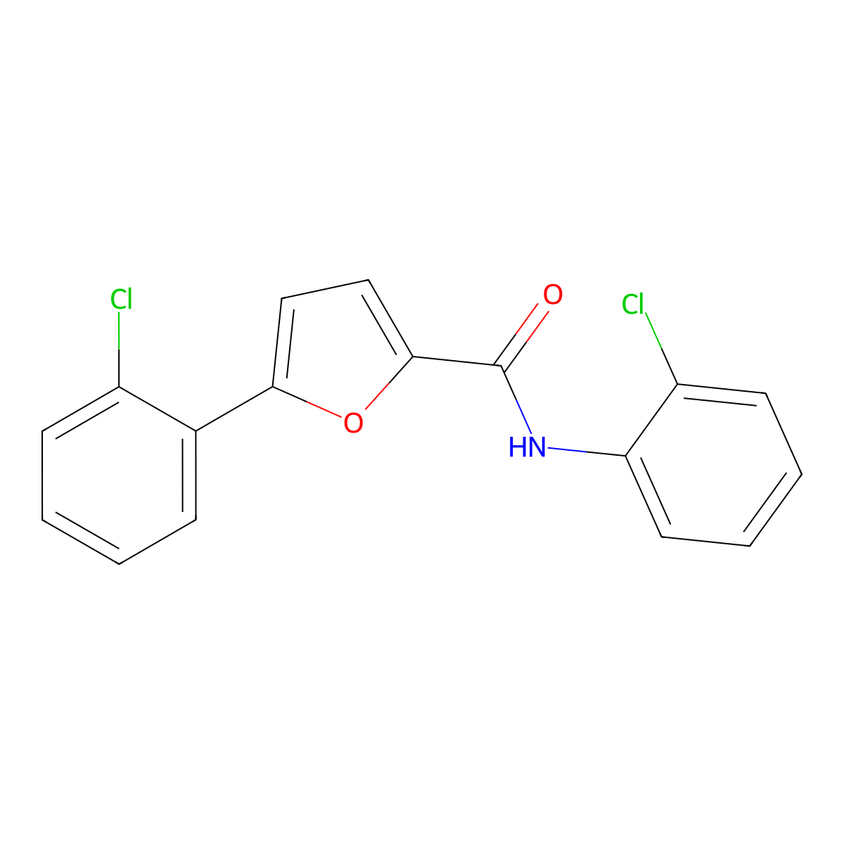 N,5-Bis(2-chlorophenyl)-2-furamide molecular structure, CAS 199458-90-7