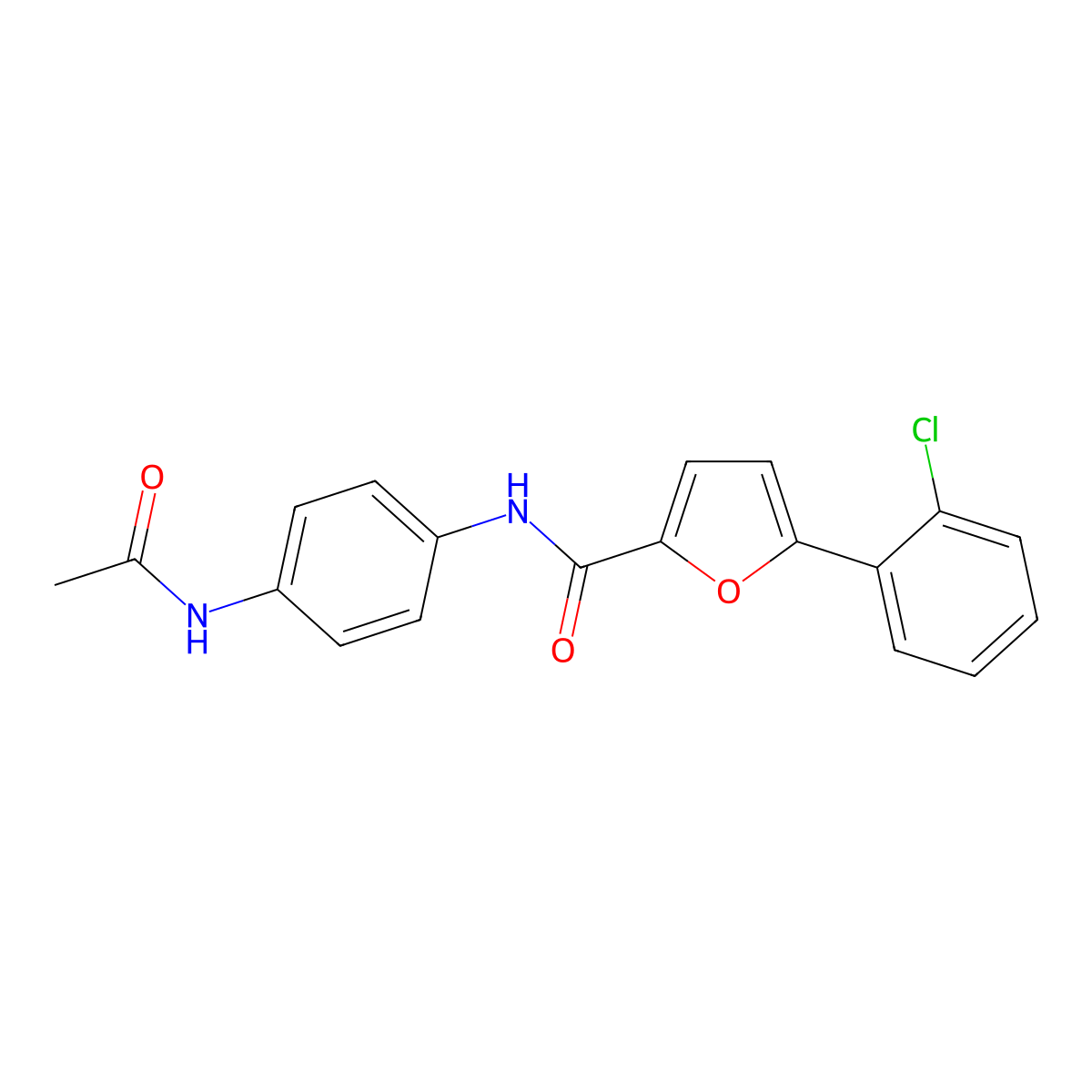 N-(4-acetamidophenyl)-5-(2-chlorophenyl)furan-2-carboxamide molecular structure, CAS 199458-95-2