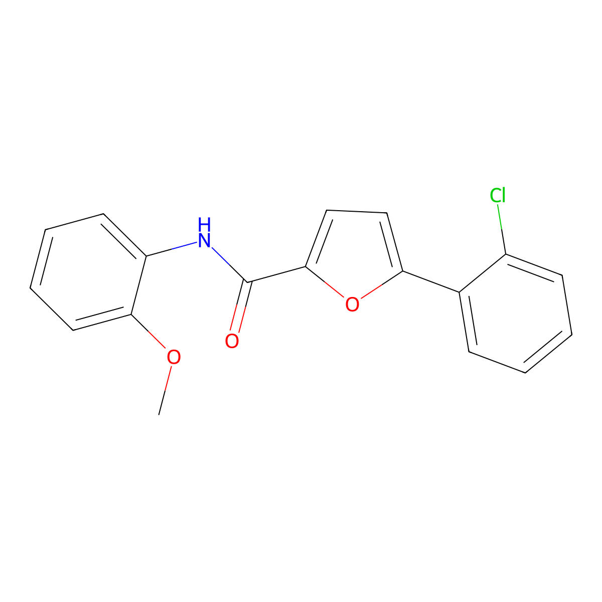 5-(2-Chlorophenyl)-N-(2-methoxyphenyl)-2-furamide molecular structure, CAS 199458-99-6
