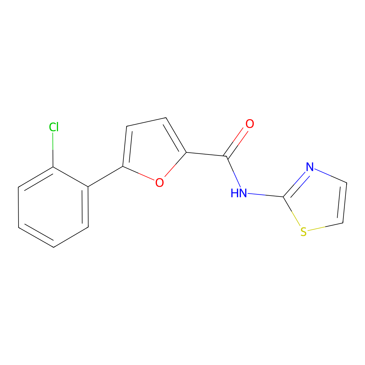 5-(2-chlorophenyl)-N-(1,3-thiazol-2-yl)furan-2-carboxamide molecular structure, CAS 199459-00-2
