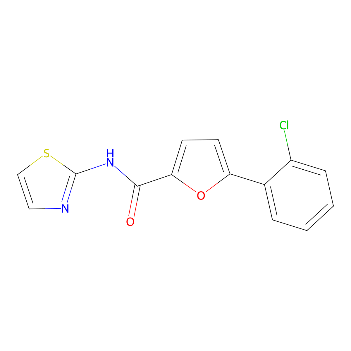 5-(2-chlorophenyl)-N-(1,3-thiazol-2-yl)furan-2-carboxamide molecular structure, CAS 199459-00-2