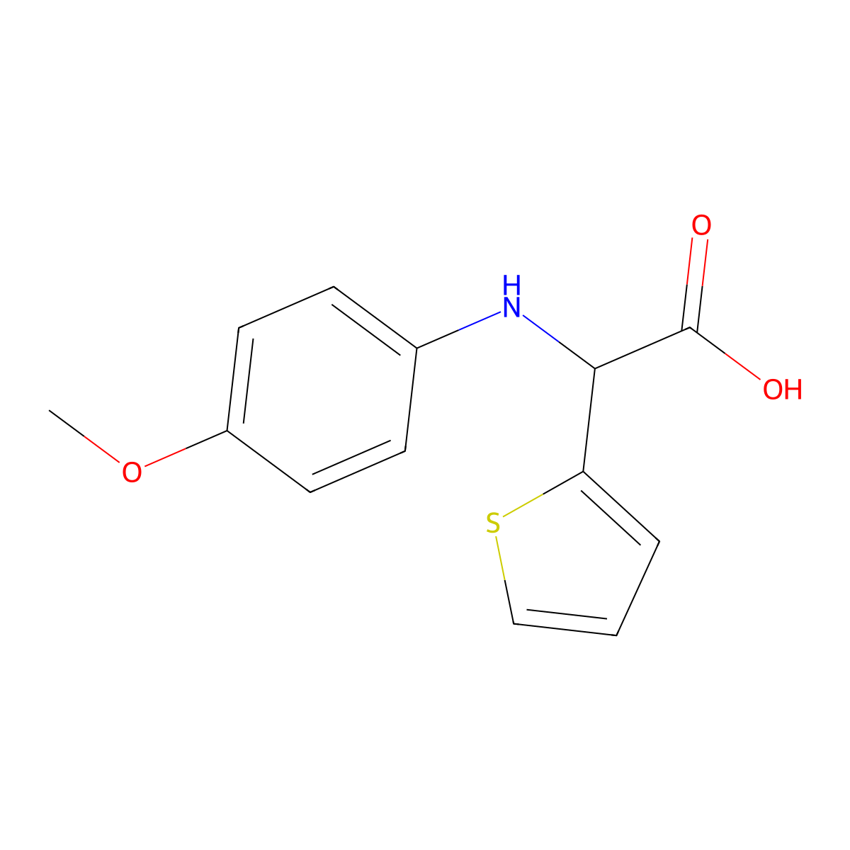 2-(4-Methoxyanilino)-2-(2-thienyl)acetic acid molecular structure, CAS 199461-24-0