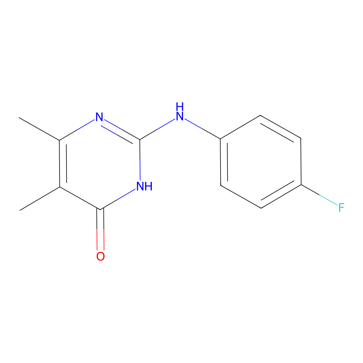 2-[(4-fluorophenyl)amino]-5,6-dimethylpyrimidin-4(3H)-one molecular structure, CAS 199463-17-7