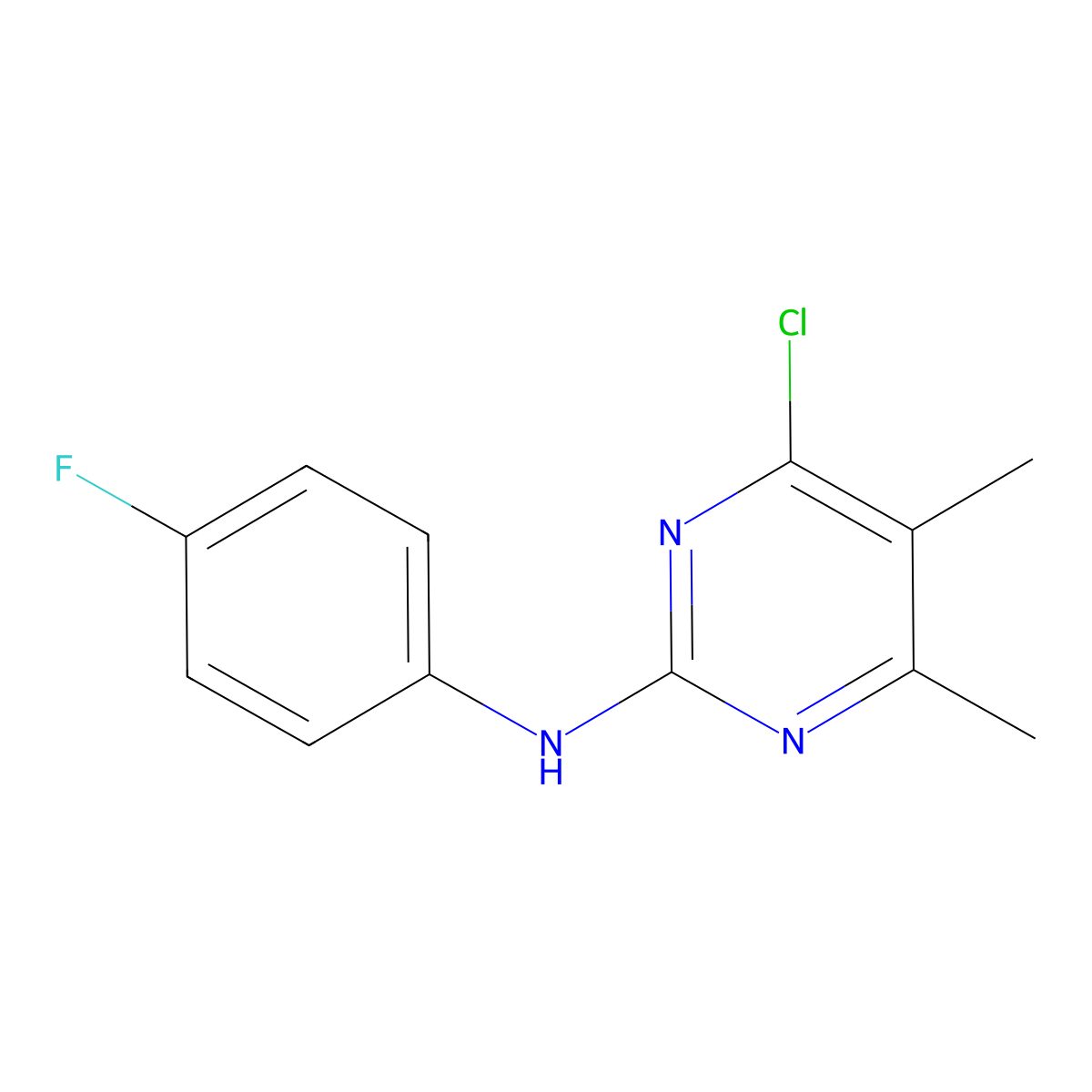 4-Chloro-N-(4-fluorophenyl)-5,6-dimethylpyrimidin-2-amine molecular structure, CAS 199463-20-2