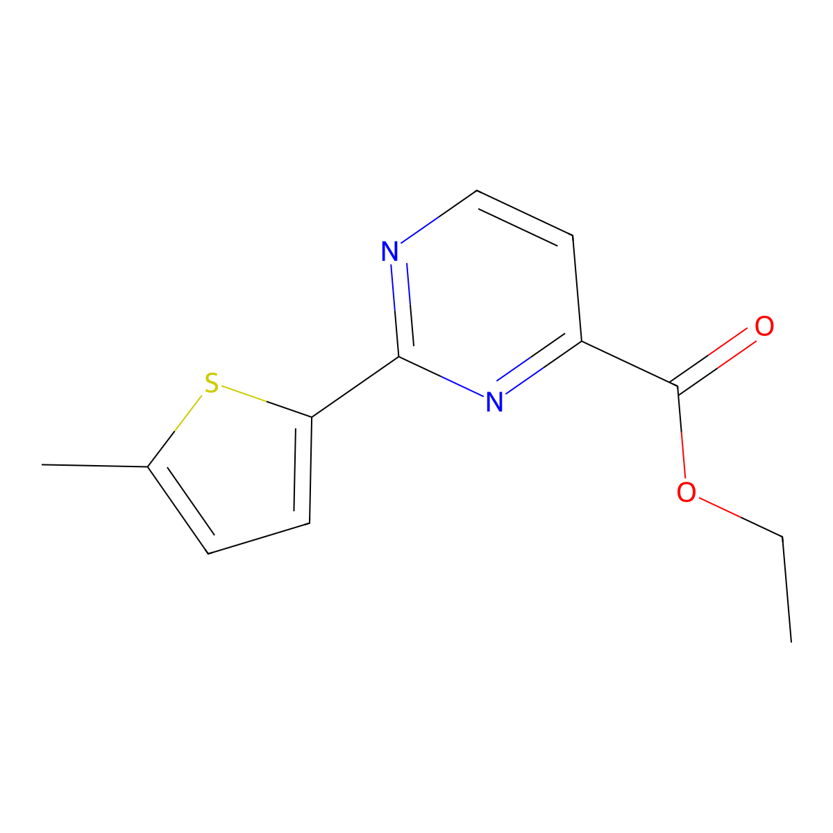 Ethyl 2-(5-methylthiophen-2-yl)pyrimidine-4-carboxylate molecular structure, CAS 1994666-99-7