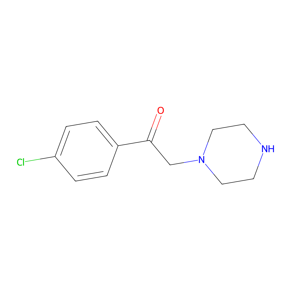 1-(4-Chlorophenyl)-2-(piperazin-1-yl)ethan-1-one molecular structure, CAS 199468-11-6