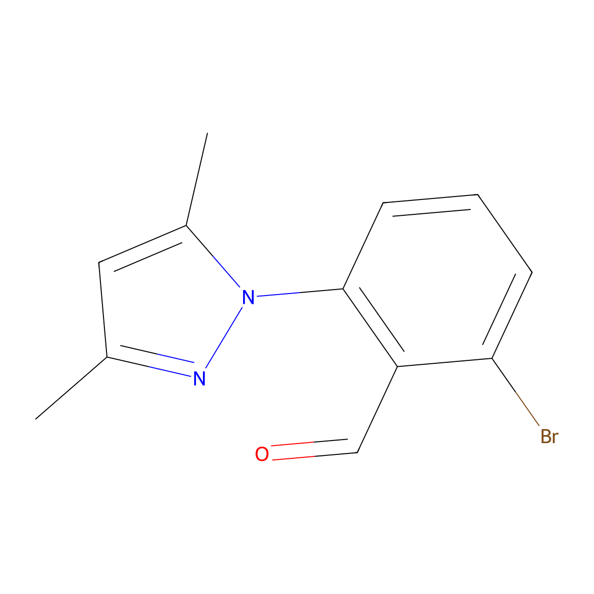 2-bromo-6-(3,5-dimethyl-1H-pyrazol-1-yl)benzaldehyde molecular structure, CAS 1994710-16-5
