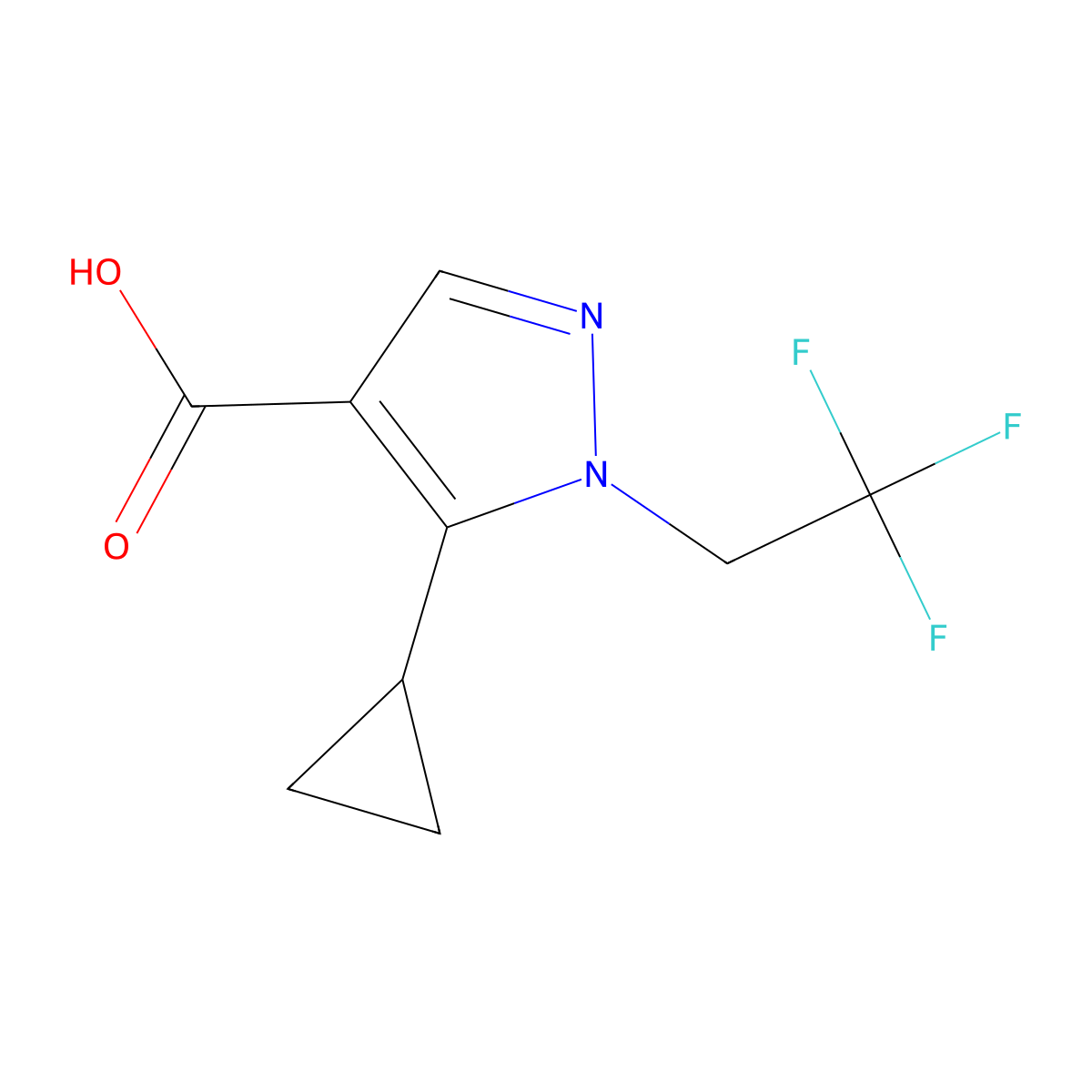 5-cyclopropyl-1-(2,2,2-trifluoroethyl)-1H-pyrazole-4-carboxylic acid molecular structure, CAS 1994717-00-8