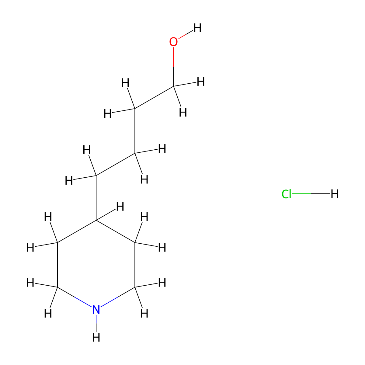 4-(4-Piperidyl)-1-butanol hydrochloride molecular structure, CAS 199475-41-7