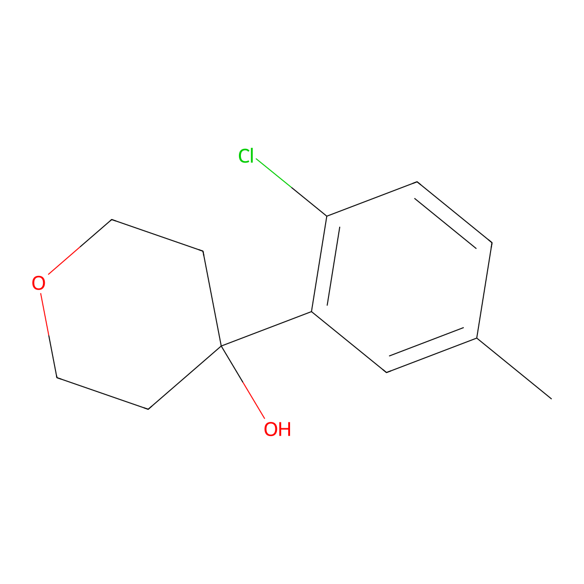 4-(2-chloro-5-methylphenyl)tetrahydro-2H-pyran-4-ol molecular structure, CAS 1994760-79-0