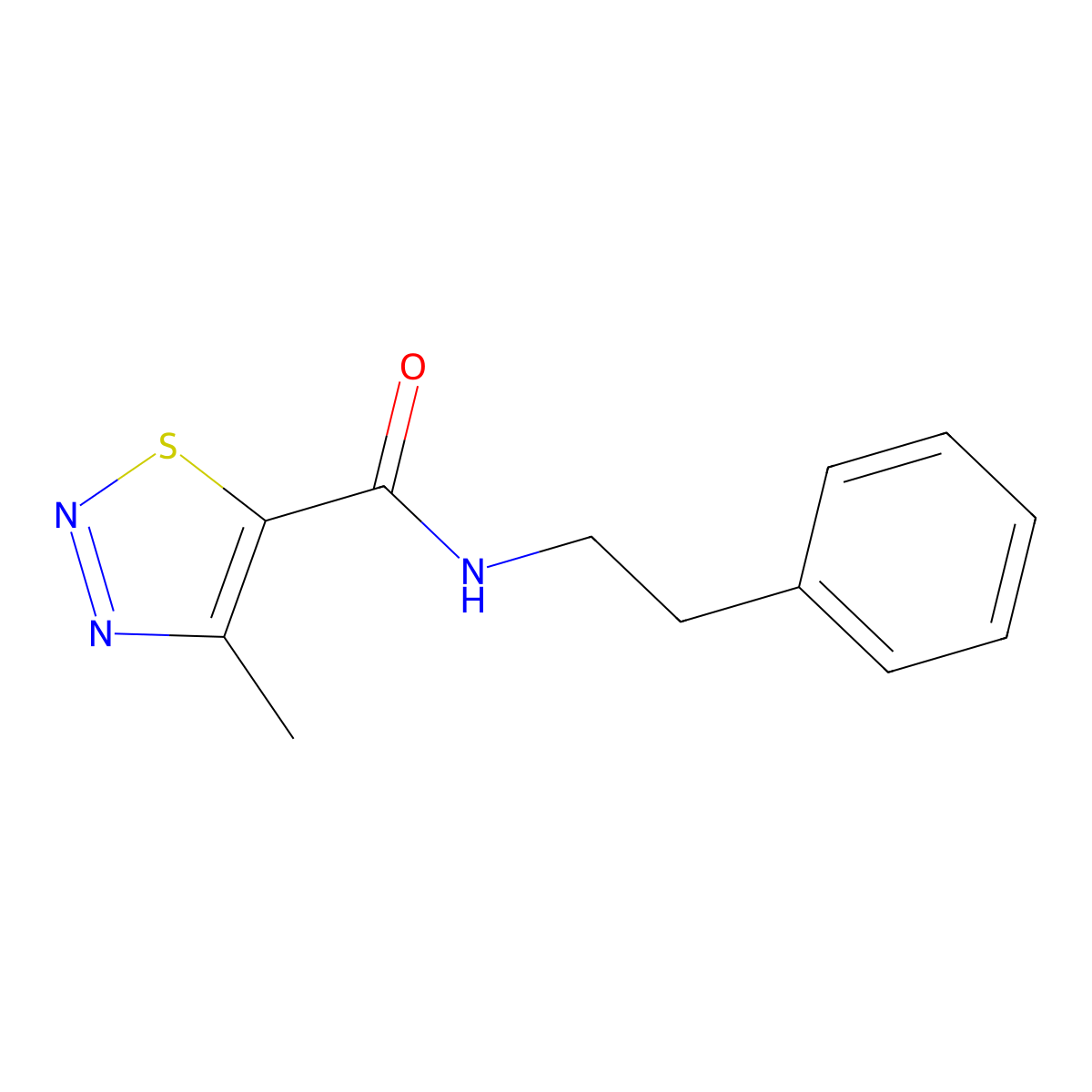 4-methyl-N-phenethyl-1,2,3-thiadiazole-5-carboxamide molecular structure, CAS 199478-28-9