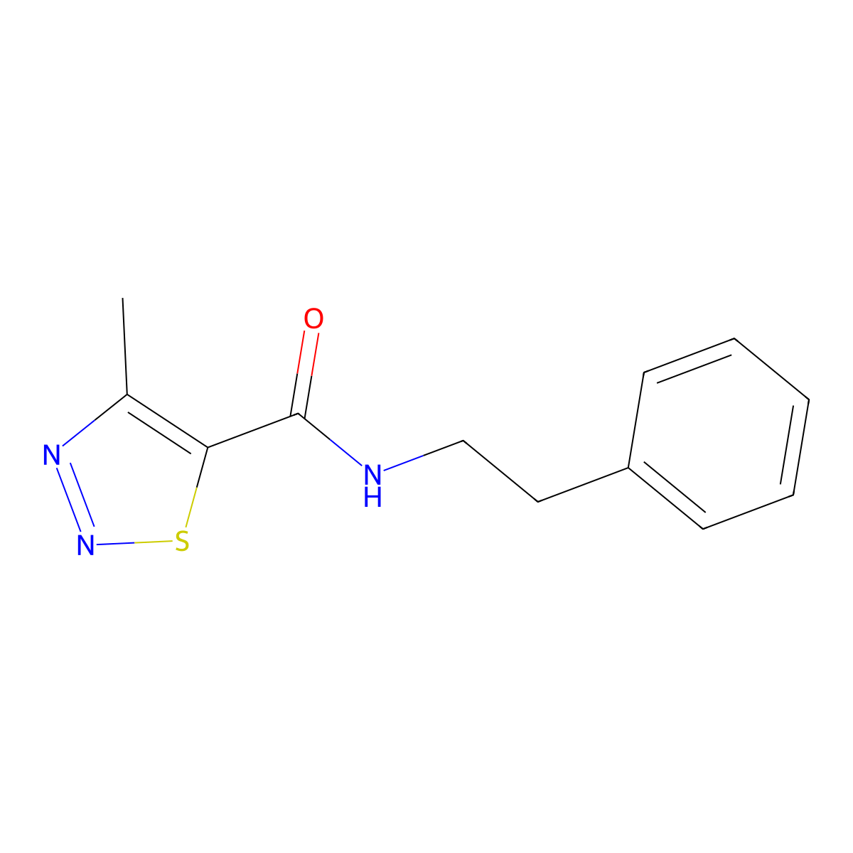 4-methyl-N-phenethyl-1,2,3-thiadiazole-5-carboxamide molecular structure, CAS 199478-28-9