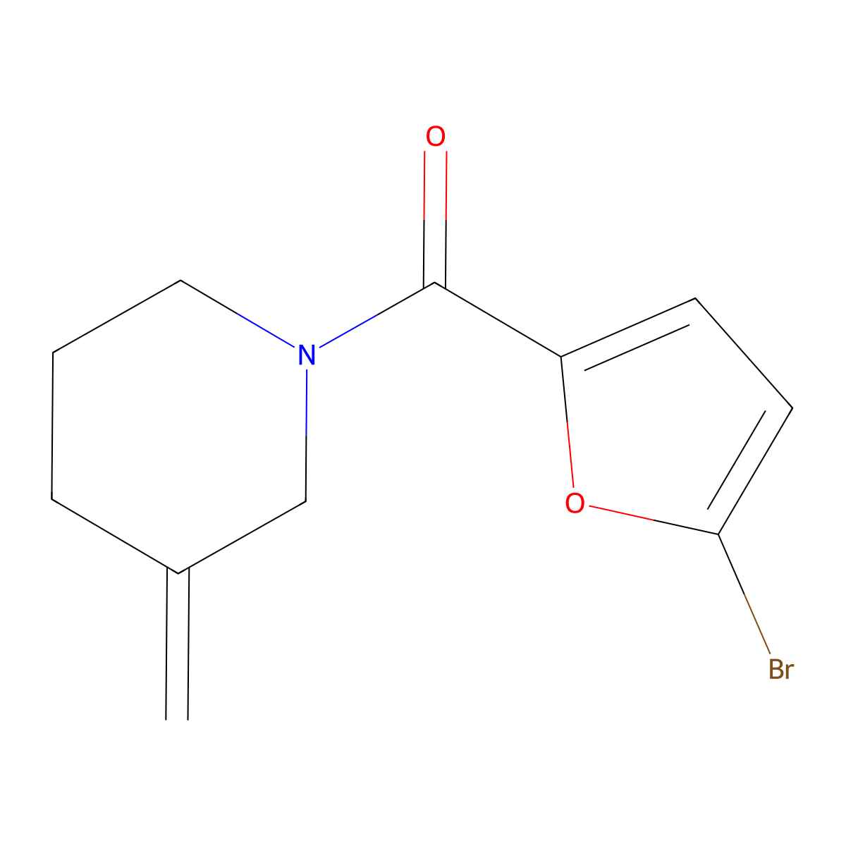 1-(5-Bromofuran-2-carbonyl)-3-methylidenepiperidine molecular structure, CAS 1994789-50-2