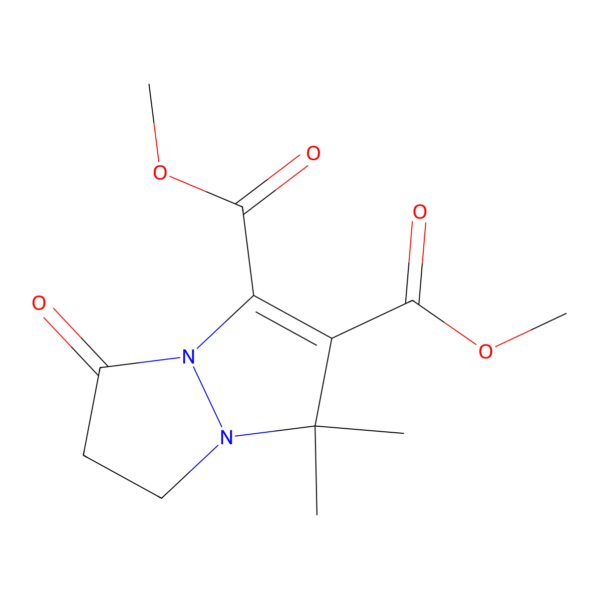 Dimethyl 7,7-dimethyl-3-oxo-1,2-dihydropyrazolo[1,2-a]pyrazole-5,6-dicarboxylate molecular structure, CAS 19948-51-7