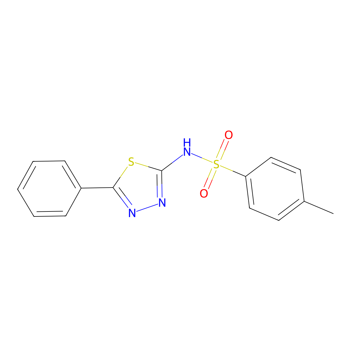 4-methyl-N-(5-phenyl-1,3,4-thiadiazol-2-yl)benzenesulfonamide molecular structure, CAS 19948-89-1