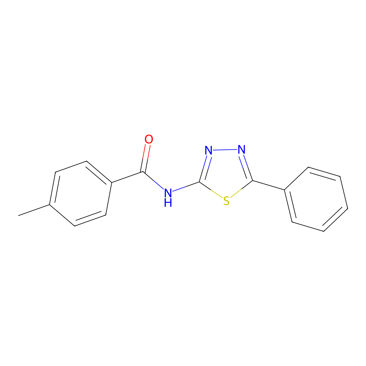 4-methyl-N-(5-phenyl-1,3,4-thiadiazol-2-yl)benzamide molecular structure, CAS 19948-91-5