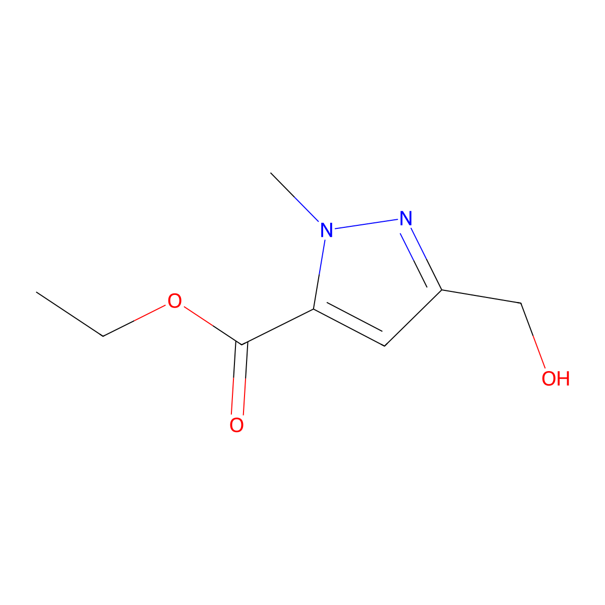 Ethyl 3-(hydroxymethyl)-1-methyl-1H-pyrazole-5-carboxylate molecular structure, CAS 199480-28-9