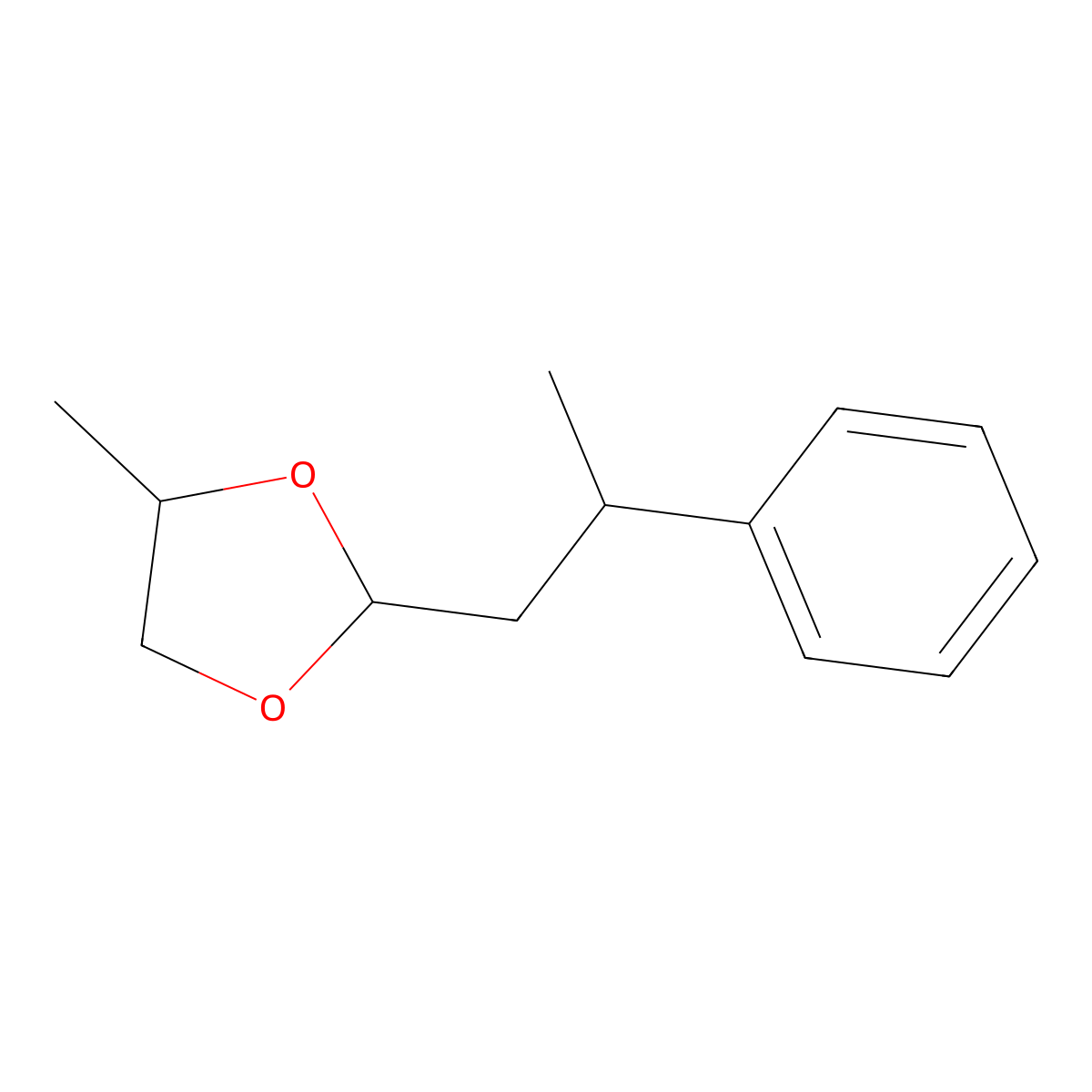 4-Methyl-2-(2-phenylpropyl)-1,3-dioxolane molecular structure, CAS 199481-35-1