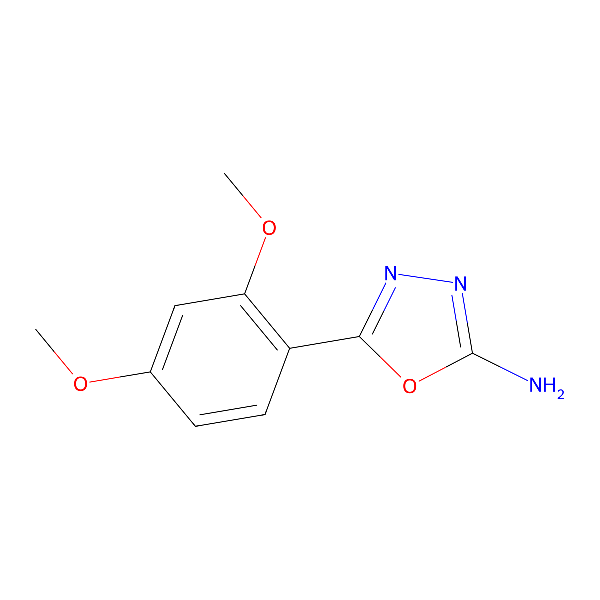 5-(2,4-Dimethoxyphenyl)-1,3,4-oxadiazol-2-amine molecular structure, CAS 19949-28-1