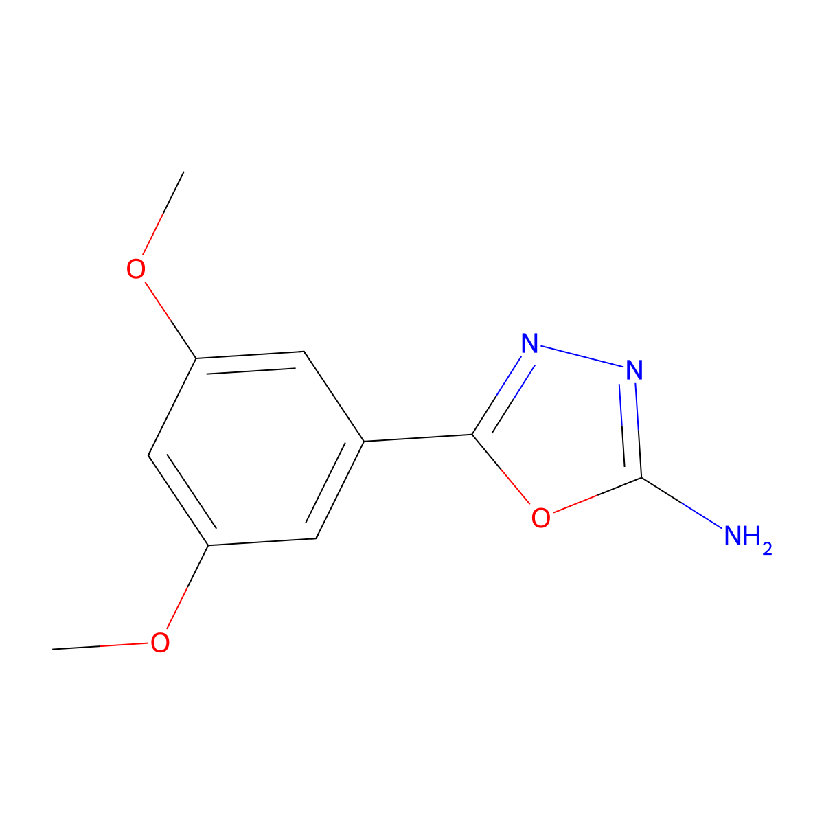 5-(3,5-Dimethoxyphenyl)-1,3,4-oxadiazol-2-amine molecular structure, CAS 19949-29-2